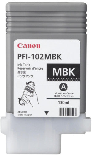 Canon Tintenpatrone PFI102MBK, schwarz, 130 ml – für Tintenstrahldrucker, Multifunktionsgeräte