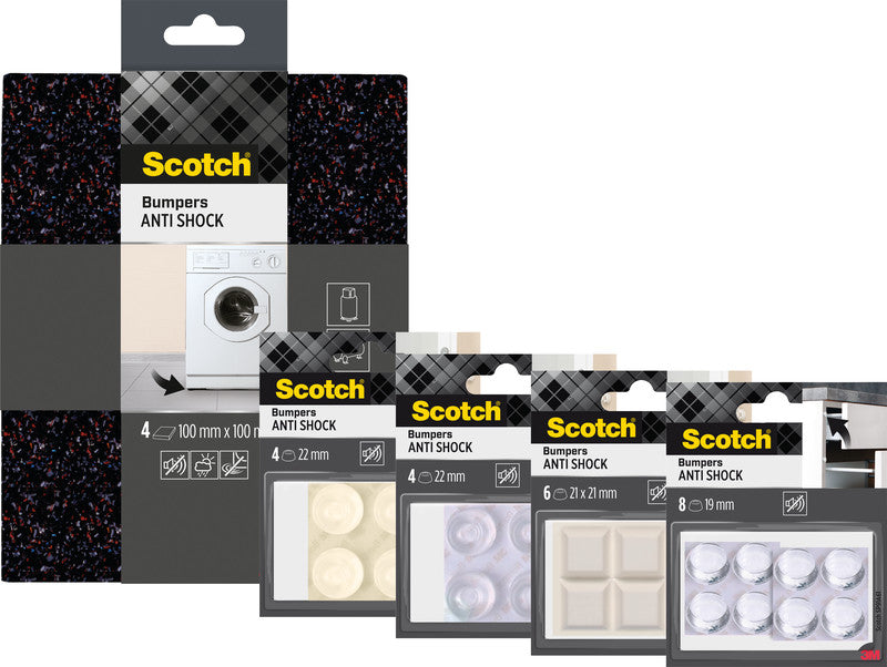 Scotch Runder Elastikpuffer Ø 22 mm – weiss, Elastomer, selbstklebend, rutschfest, 4 Stk.