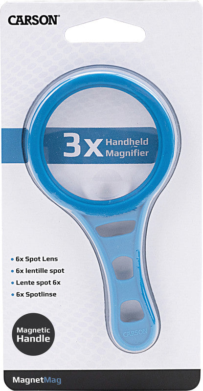 Carson MagnetMag – Handlupe – 3× (Spot 6×) – Magnetischer Griff, Grau