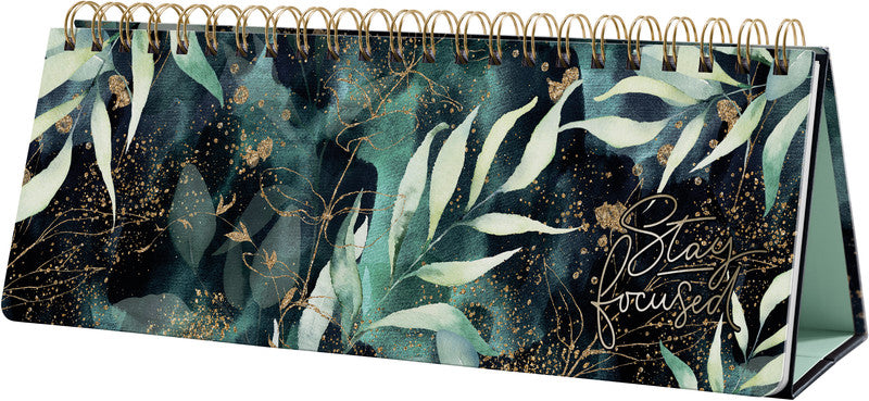 Sigel JOLIE Wochenplaner – undatiert, 30 × 11,4 cm, mit Ständer, Englisch, Glamorous Leaves