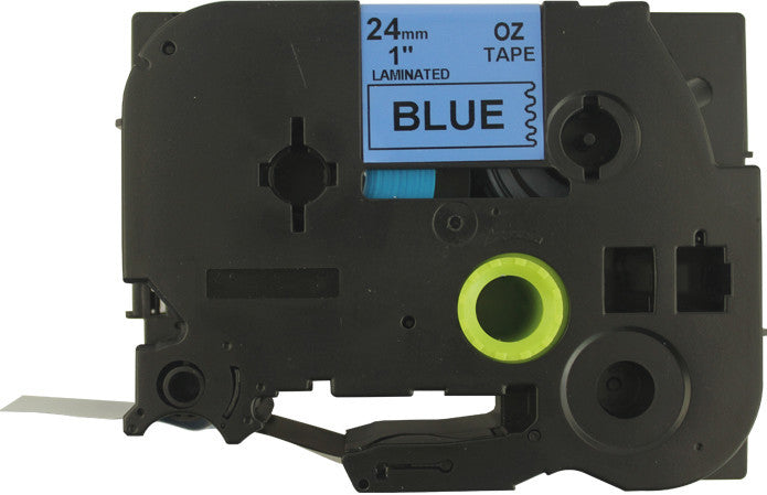 Schriftband – Schwarz auf Blau – 24 mm × 8 m, laminiert