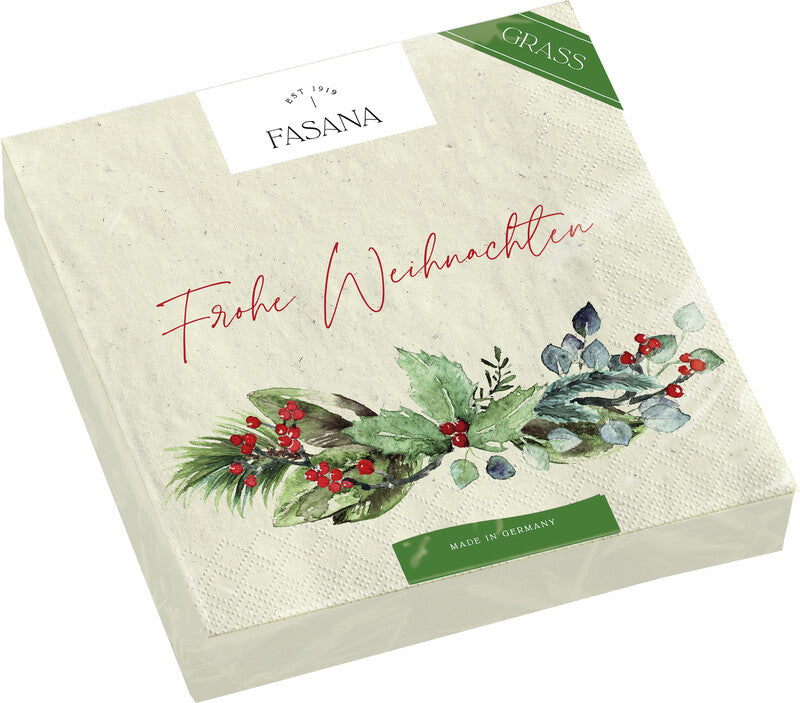 Fasana Servietten Frohe Weihnachten – 33 × 33 cm – 2-lagig, Tissue – 20 Stk., FSC