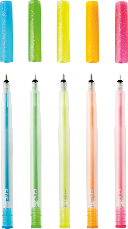 Cricut Glitzer Gelschreiber 5er Etui – 5 Farben, 0,8 mm – für Cricut Maker & Explore