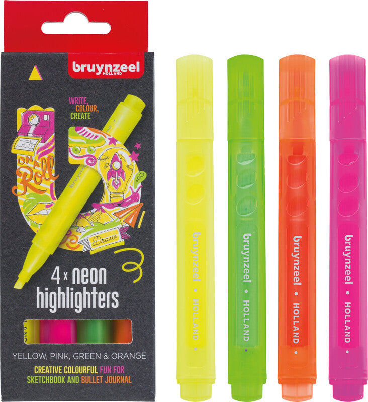 Bruynzeel Textmarker Set 4 Farben – Keilspitze