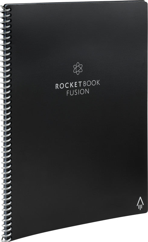 Rocketbook Fusion Smart Spiralbuch, Hardcover, 42 Seiten, 90 g/m² – Schwarz, für Rocketbook App