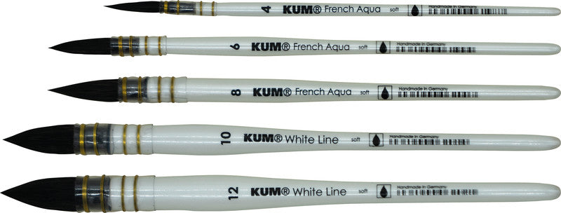 Kum Pinsel – perlmutt, Synthetikhaare, Länge 160 mm, Aluminiumzwinge, für Aquarell