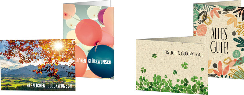 Sigel Grusskarte Berglandschaften nach Jahreszeiten – A6 (105 × 148 mm) – mit Umschlägen, deutscher Text, 12er Pack