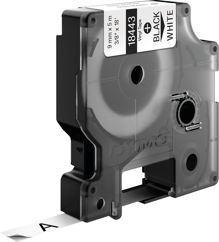 DYMO Schriftband – 9 mm × 5,5 m, weiss, schwarz – für DYMO Rhino: 3000, 4200, 5000, und andere