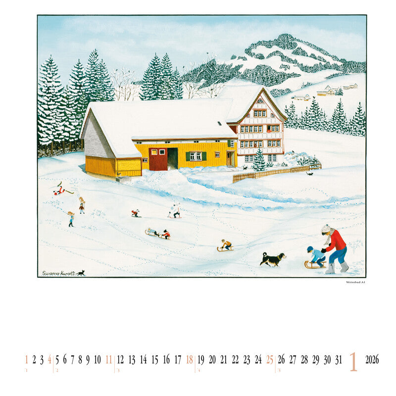 Kuratli Kunstkalender Bauernhäuser 2026 – 42 × 42 cm
