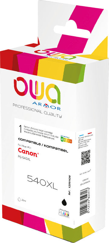 Owa Tintenpatrone PG-540XL, Schwarz, 22 ml, kompatibel – für Canon PIXMA
