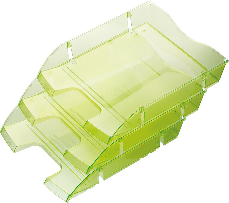 Helit Briefkorb – mit Beschriftungsfeld, glänzend, hellgrün transparent, B 275 × H 66 × T 355 mm
