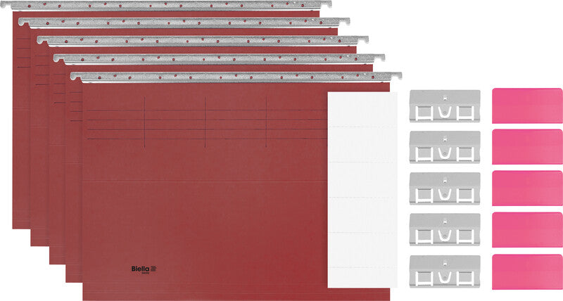Biella Hängeordner für A4 – Karton, Rot, 320 × 250 mm, mit Vordruck