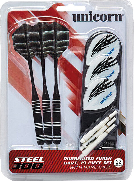 Unicorn S300 Dartpfeile (Stahlspitze) – 22 g, 3 Stück – Stahl, mehrfarbig