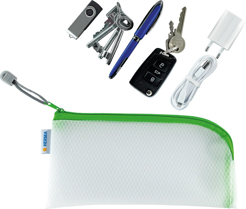 HERMA Reissverschlusstasche – 110 × 230 mm, Kunststoff, Grün – 1 Stück