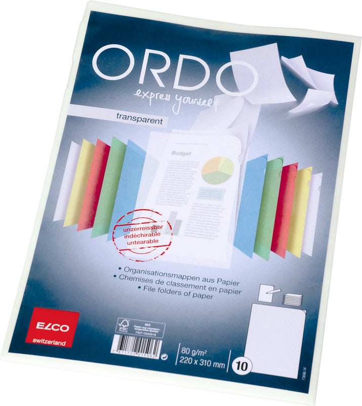 Elco Ordo Sichtmappe A4 – weiss, Papier, 10er-Pack