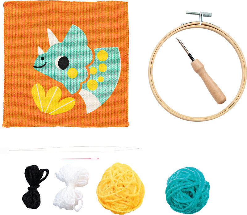 My Mandarine – Punch Needle-Set Dinosaurier – 4 Farben – 180 × 180 mm