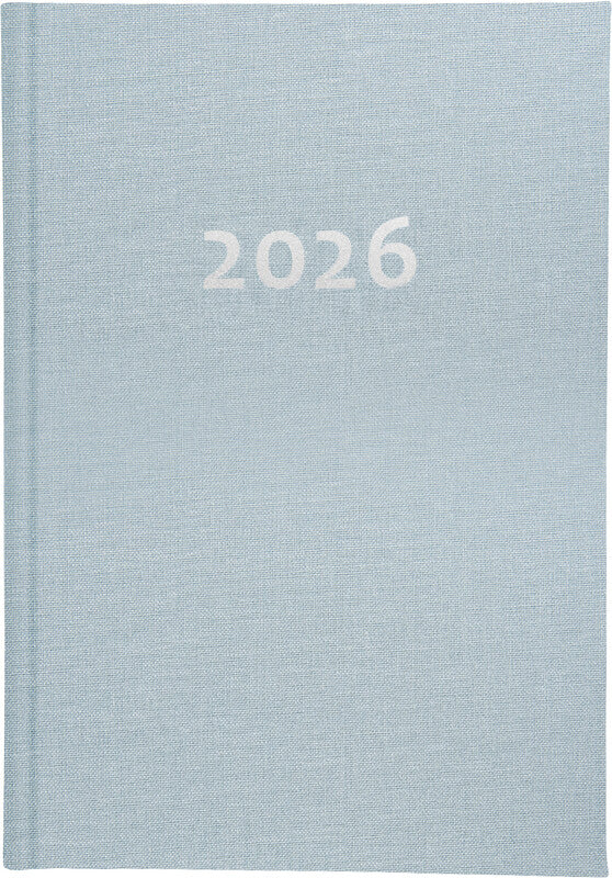 Biella Executive Agenda – 1 Tag pro Seite, gebunden, 14,5 × 20,5 cm, 2026, 1/2-Stunden-Takt, hellblau, FSC
