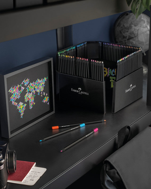Faber-Castell Buntstifte Black Edition – 100 Farben, im Kartonetui, Ø 3 mm, dreikantig, FSC