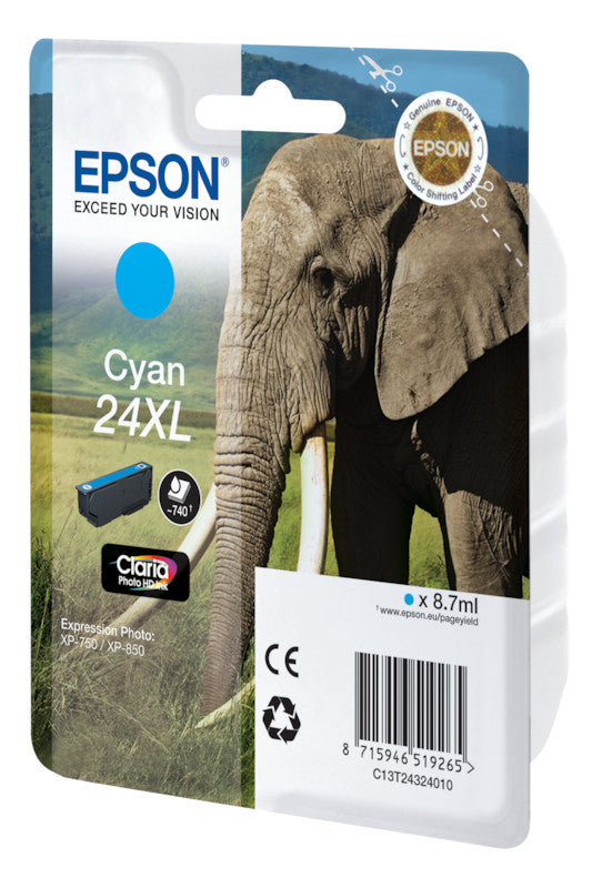 Epson Tintenpatrone 24XL, cyan, 500 Seiten