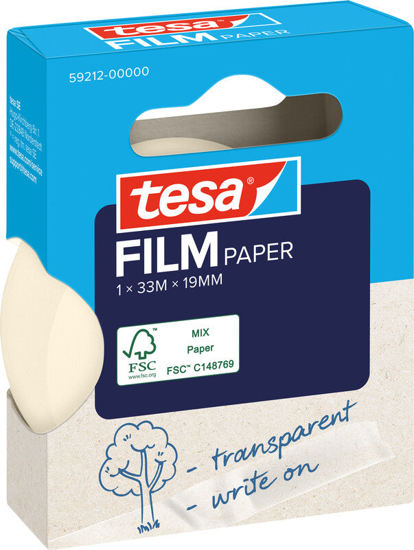TESA Büro-Klebeband – permanent, klar, Papier, 19 mm × 33 m, 1 Rolle
