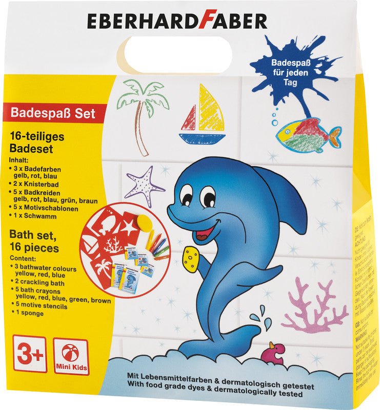 Eberhard Faber Mini Kids – Badkreiden – Set, inkl. Schablonen & Schwamm, für Glas, Spiegel & Badewanne