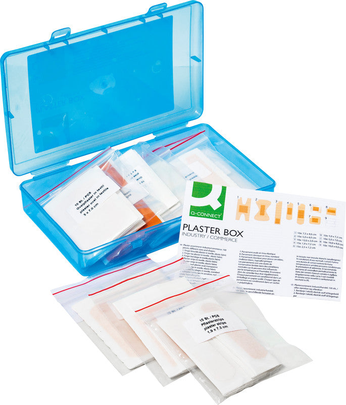 Q-connect Pflaster Box – hautverträglich – sortiert – 210 × 42 × 135 mm – 100 Stk.