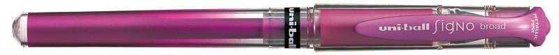 Uni-Ball Signo broad – Tintenroller, dokumentenecht, mit Kappe, 0,6 mm, pink metallic