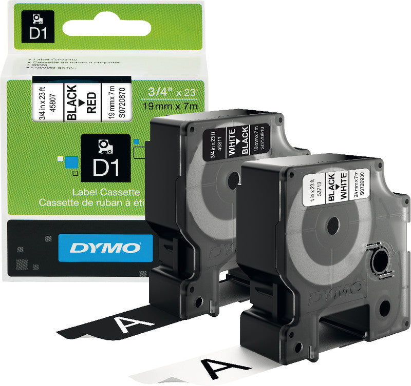 DYMO Schriftband – 24 mm × 7 m, weiss, schwarz – für DYMO POCKET, Dymo 1000+, 2000 und andere