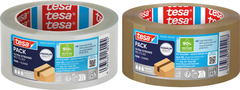 tesa Verpackungsband – 50 mm × 66 m, transparent, stark, eco:plus