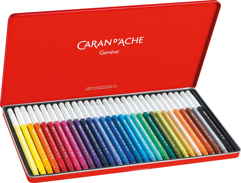 Caran d-Ache Caran d'Ache – Fibralo Filzstifte, Strichbreite 2,8 mm, auswaschbar, 30 Farben
