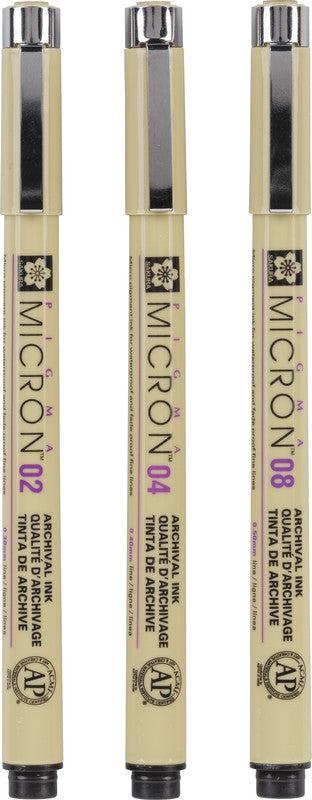 Sakura Pigma Micron Fineliner – 3er-Set – schwarz – wasserfest