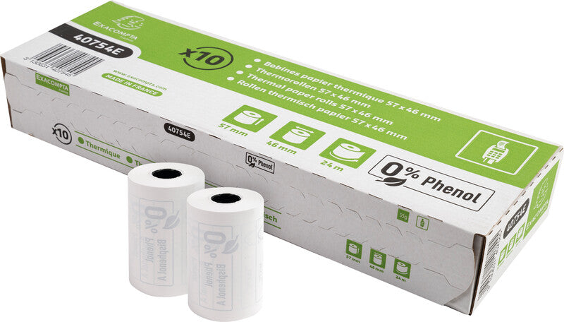 Exacompta Thermorolle 57 mm × 24 m, Kern 12 mm – für Kreditkarten- und Registrierkassen