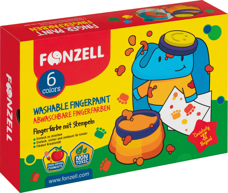 Fonzell Fingerfarben – Set – 6 Farben, sortiert