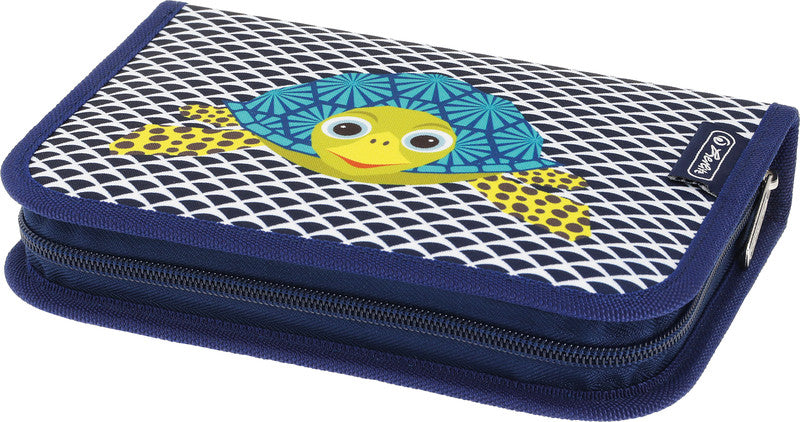 Herlitz Cute Animals Etui 2-fach, gefüllt, 31-teilig – Turtle – Kunststoff – 20,3 × 3,5 × 14,0 cm