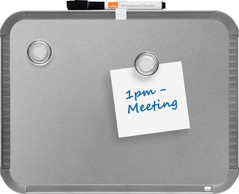 Nobo Whiteboard – 22 × 28 cm, magnetisch, Kunststoffrahmen, silber, Wandmontage