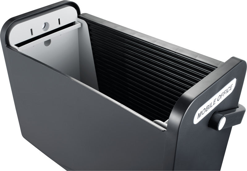 Helit the mobil box Hängemappen-Box A4 – für 25 Hängemappen, mit Rolloverschluss, 425 × 375 × 200 mm, schwarz