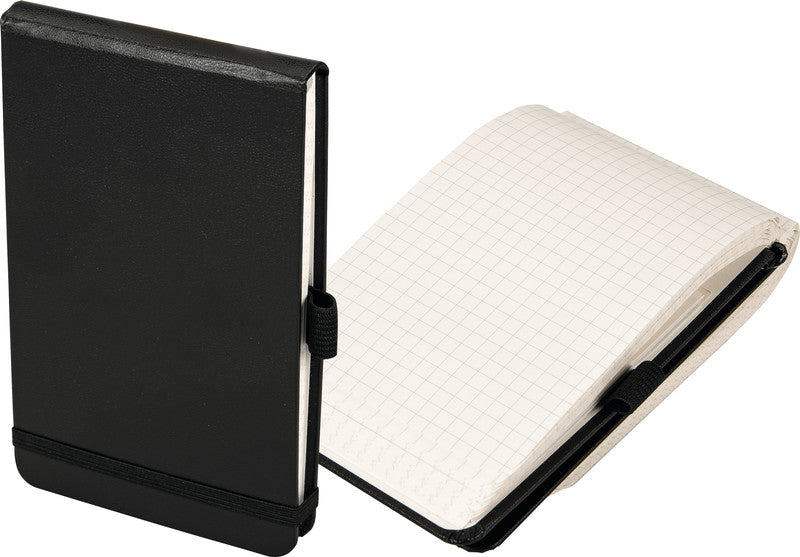 Biella Notizbuch A6, kariert, Fadenheftung, 160 Seiten, perforiert, 80 g/m² – schwarz