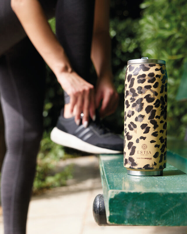 Estia Trinkflasche – 5 dl – Edelstahl, isoliert, mit Strohhalm, auslaufsicher, BPA-frei – Spotted Prowl