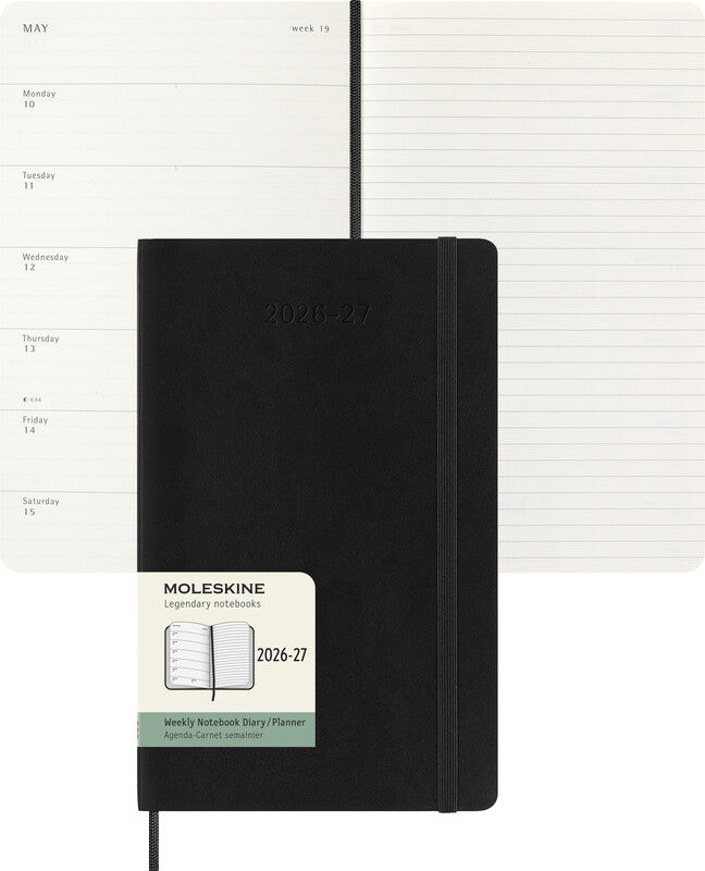 Moleskine Soft Cover Schüleragenda – 1 Woche/1 Seite, gebunden, 13 × 21 cm, 18 Monate Jul–Dez, 2026/2027, FSC