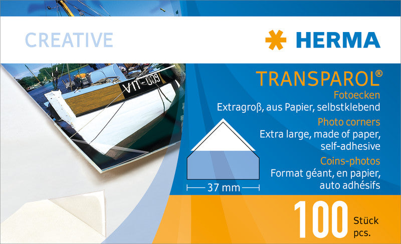 HERMA Fotoecken Transparol extra gross – weiss, Papier, 37 mm