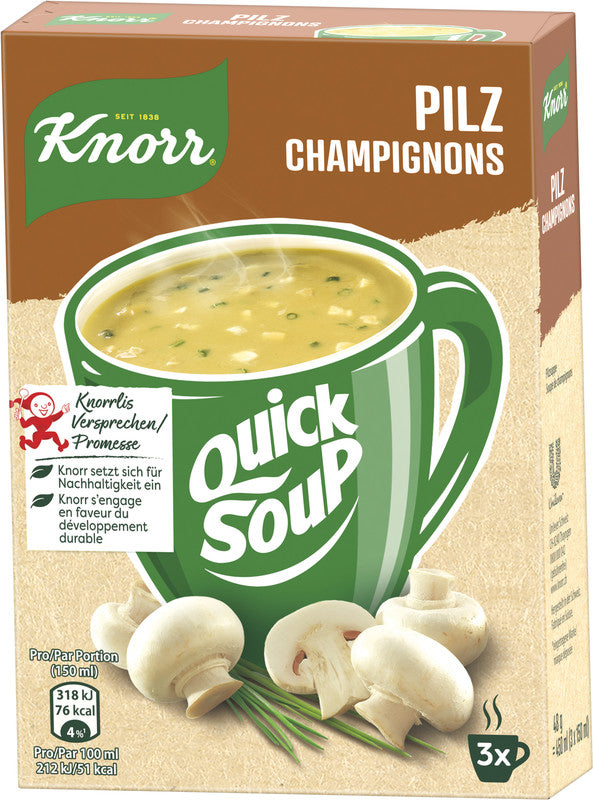 Knorr Quick Soup Suppe – Pilz – 3 Beutel – 48 g