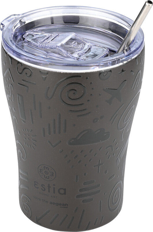 Estia Thermobecher 350 ml – Doppelwandig 6 h Heiss / 12 h Kalt, Edelstahl, Druckknopfdeckel