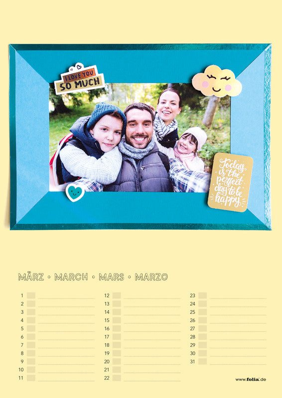 Folia Bastel-Dauerkalender immerwährend – 21 × 29,7 cm – mit Tagesfeldern, mit Aufhänger