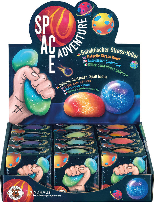 Trendhaus Space Adventure Stressball – 1 Stück, Ø 6 cm, Gummi, mit PVA-Pulver gefüllt