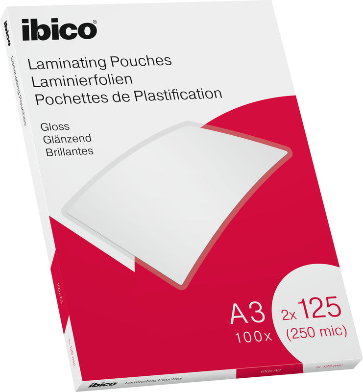 Ibico Laminierfolien A3, glänzend – 125 µm, 303 × 426 mm, 100 Stk.