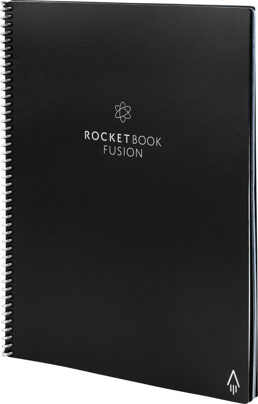 Rocketbook Fusion Smart Spiralbuch, Hardcover, 42 Seiten, 90 g/m² – Schwarz, für Rocketbook App