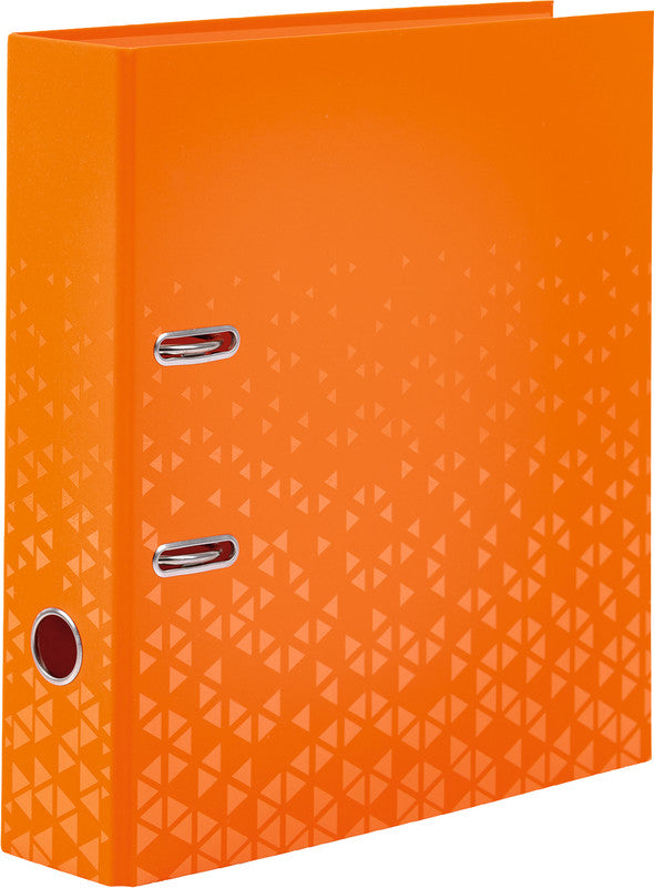 HERMA Ordner – A4 hoch – 2-Ring Hebelmechanik, Rücken 70 mm – orange, mit Niederhalter, mit Griffloch