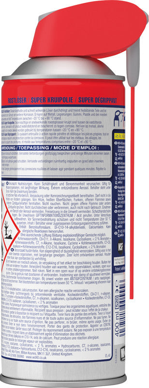 WD-40 Spezialist Rostlöser – transparent, wasserfest, für Rost, 400 ml, −20 bis +90 °C