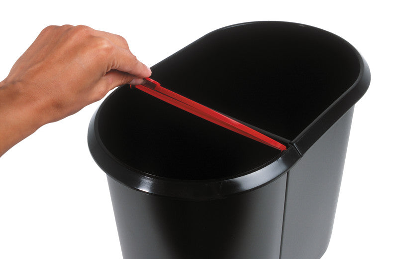 Helit Systempapierkorb – 20 + 9 l, mit Deckel – Kunststoff, schwarz – B × H × T 270 × 343 × 440 mm