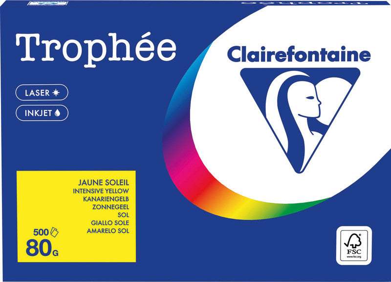 Clairefontaine Kopierpapier – A4, 80 g/m², Kanariengelb – für Drucker und Kopierer – 500 Blatt